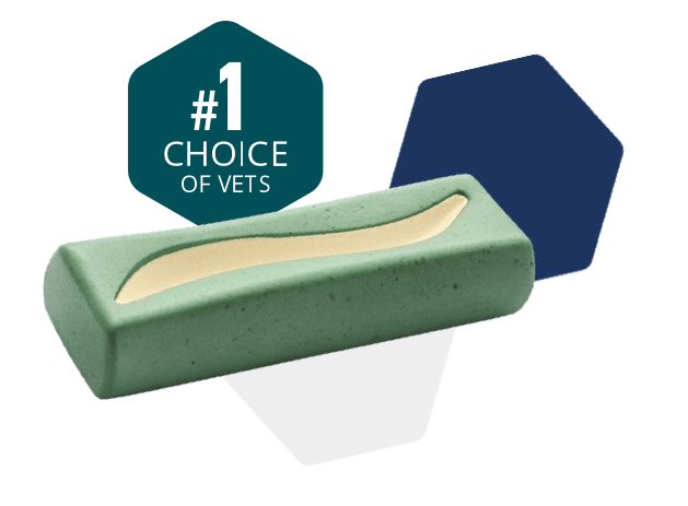 An OraVet chew labeled "The Number One Choice of Vets"